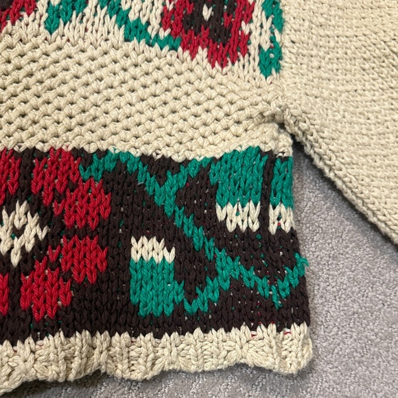 Free People Julie Girl Cream and Red Floral Knit Poncho - Picture 5 of 7